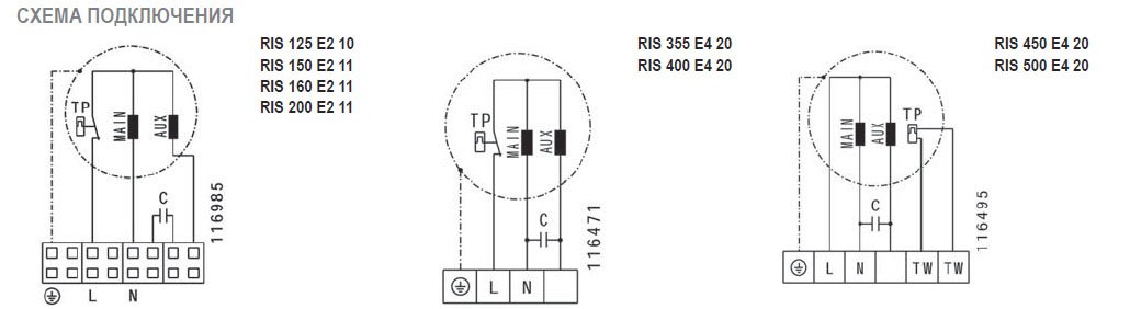RIS-315 EC 20 вентилятор канальный — Схемы монтажа