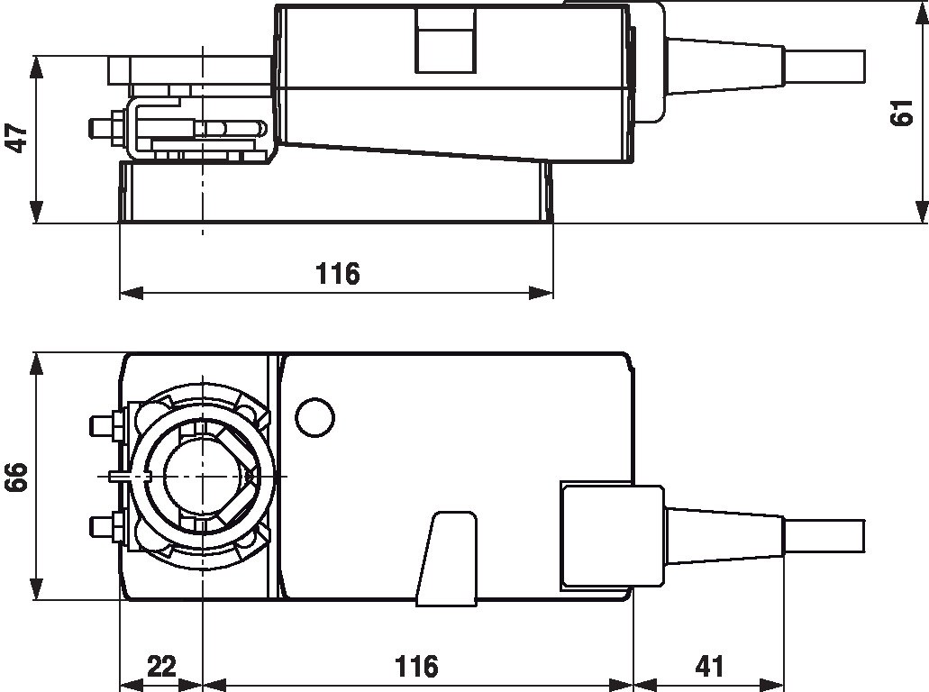 Габаритный чертёж Belimo LM24A-KNX