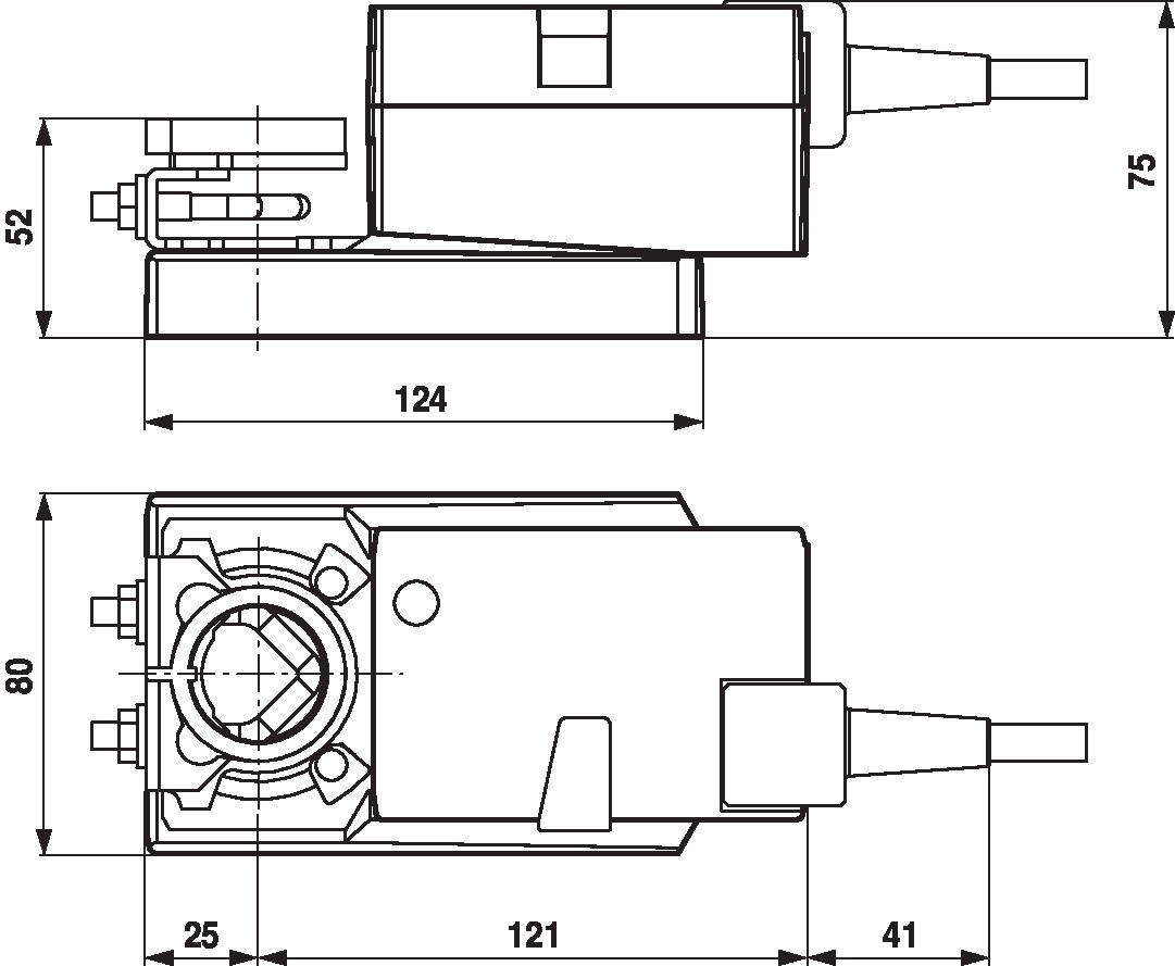 Габаритный чертёж Belimo LMQ24A-MF