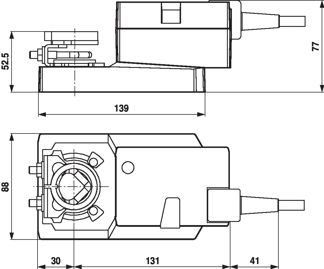 Габаритный чертёж Belimo NMQ24A-MF