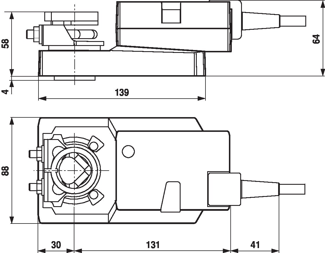 Габаритный чертёж Belimo SM24A-MP
